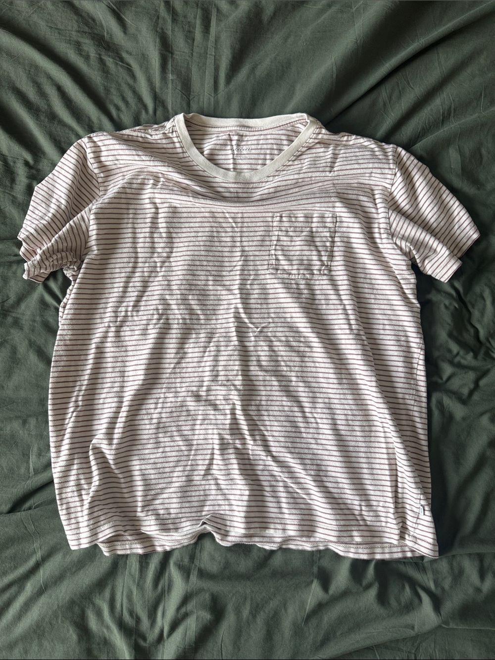 Katin Men's White Tee with Thin Black Stripes and Chest Pocket